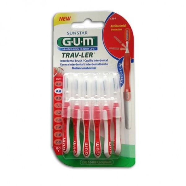 Gum Cepillo Interdental Travler 1314 0,8 EL PRECIO INCLUYE 5 UNIDADES