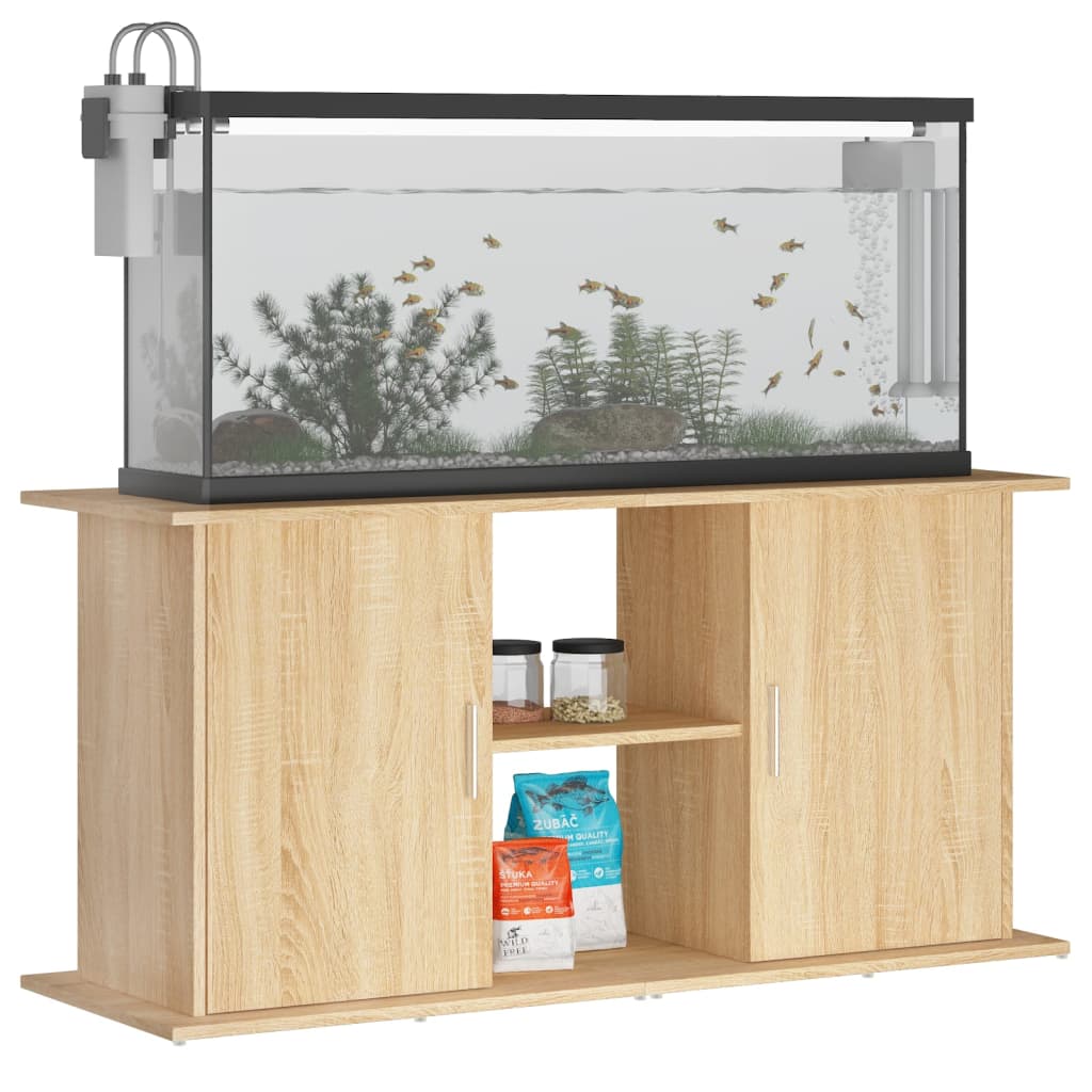 vidaXL Soporte de acuario madera ingeniería 121x41x58 cm Color Blanco brillante,  Gris hormigón,  Marrón roble y mas