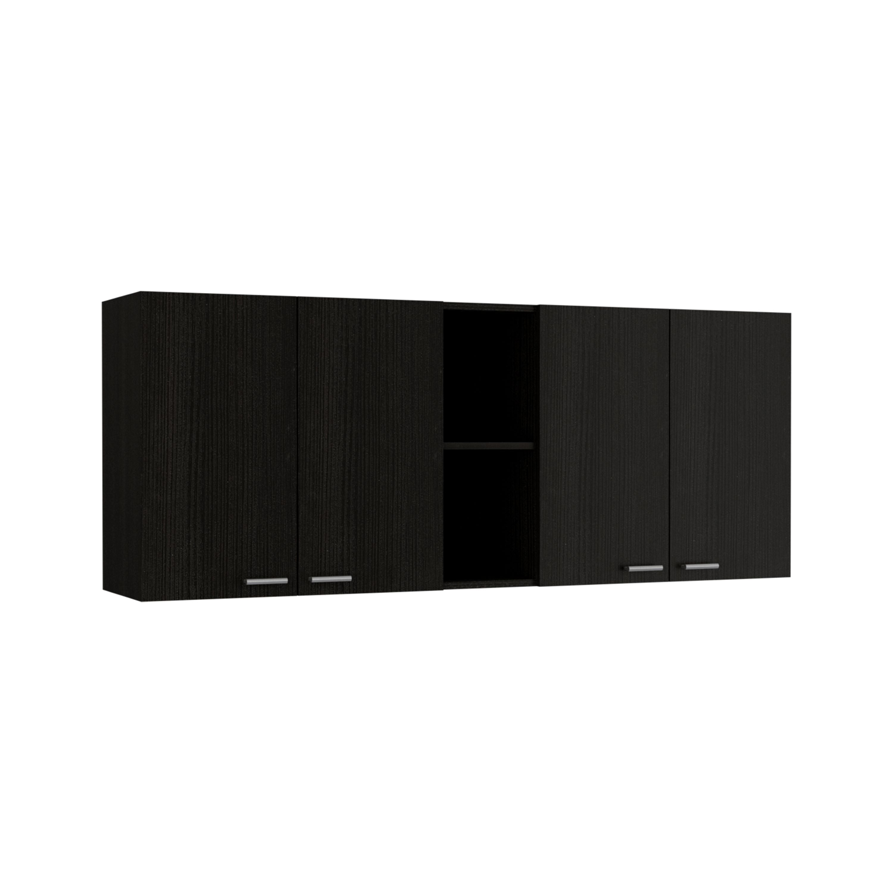 TUHOME Mueble de pared para cocina Rochet en melamina con 4 gabinetes y 3 estantes