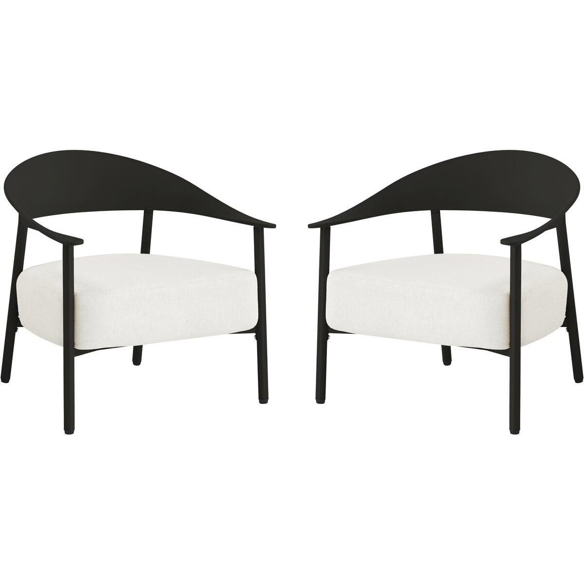 Habitat y Jardin - Lote de 2 sillones de jardín "Céora" de plástico y metal - Negro