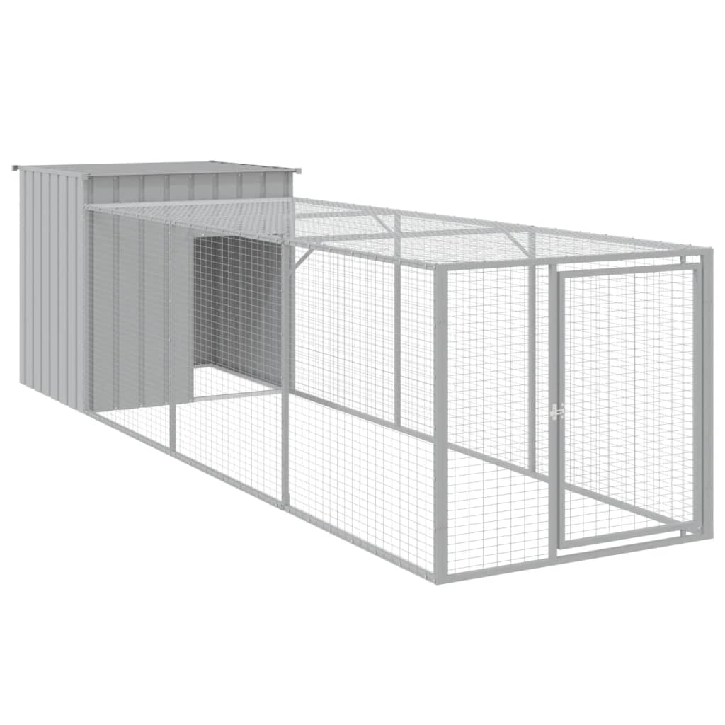 vidaXL Gallinero con corral acero galvanizado  110x405x110 cm