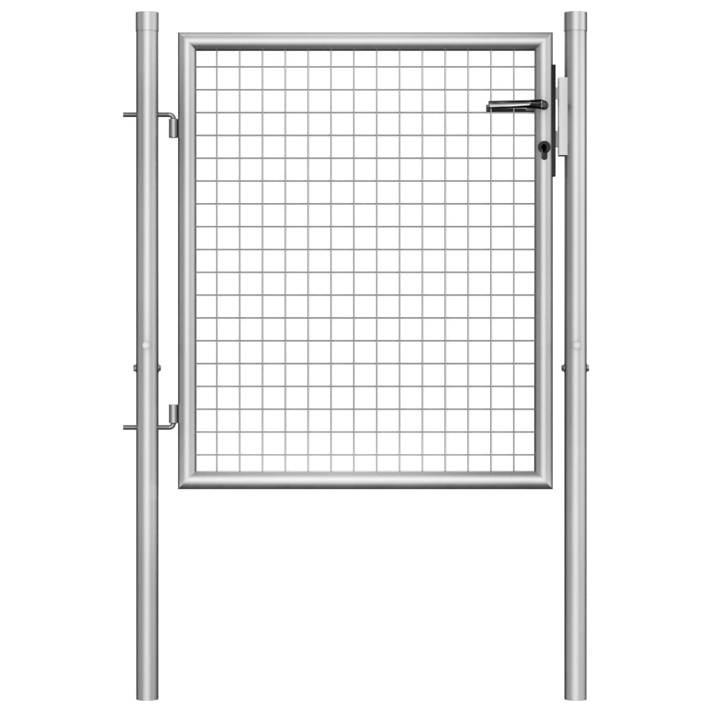 vidaXL Puerta de Jardín Acero Galvanizado Plateado Cercado Entrada Dimensiones 105 x125 cm,  105 x150 cm,  105 x175 cm y mas