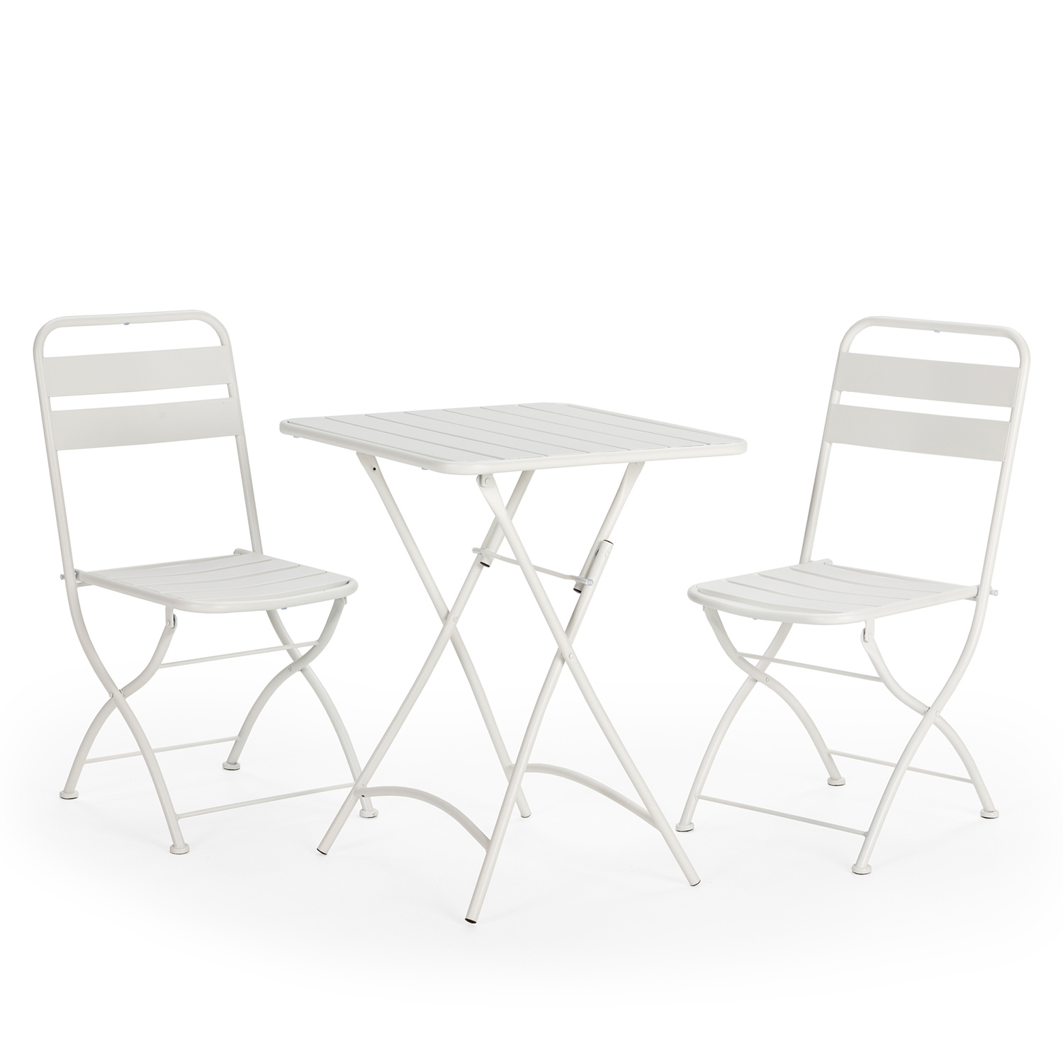 VS Venta-Stock Conjunto Muebles de Jardín Perla 3 Piezas Blanco, Mesa y 2 sillas
