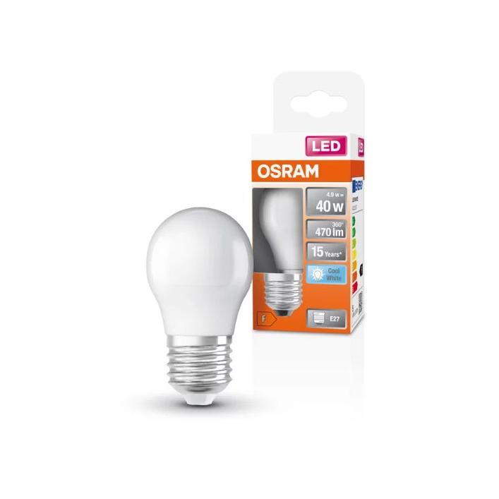 OSRAM - Bombilla LED esférica 4,9 W E-27 840 lm para lámparas de techo, mesita de noche y salón, 470 lúmenes, 15.000 horas de duración, ideal para luces interiores y apliques de pared interior