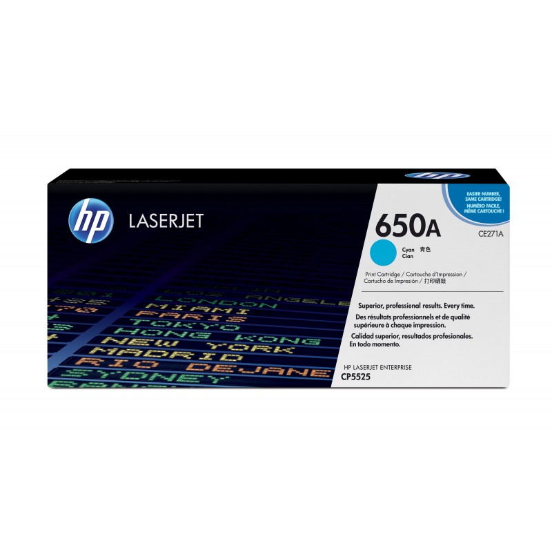 HP - Cartucho de tóner original LaserJet 650A cian CE271A