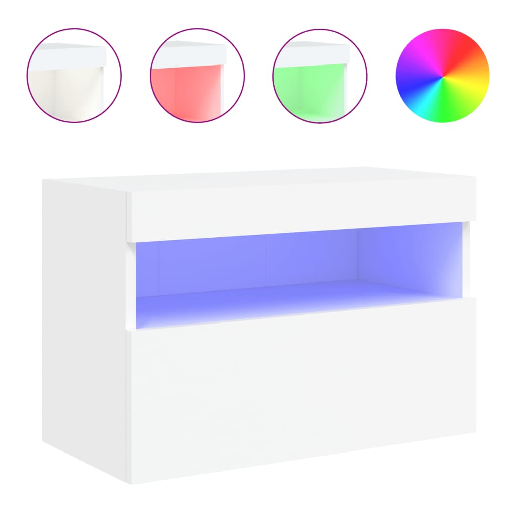 vidaXL Mueble de TV de pared con luces LED 60x30x40 cm, Mueble de Salon, Mueble TV, Mueble TV salon, Mesa de TV, Mueble tele
