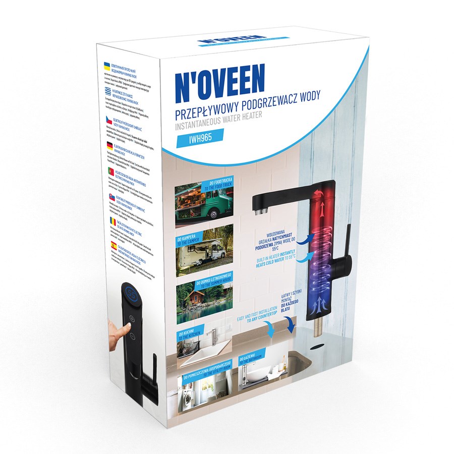 N'oveen Hervidor PODGRZEWACZ IWH965 Negro Acero Inoxidable 3600 W 3000 W