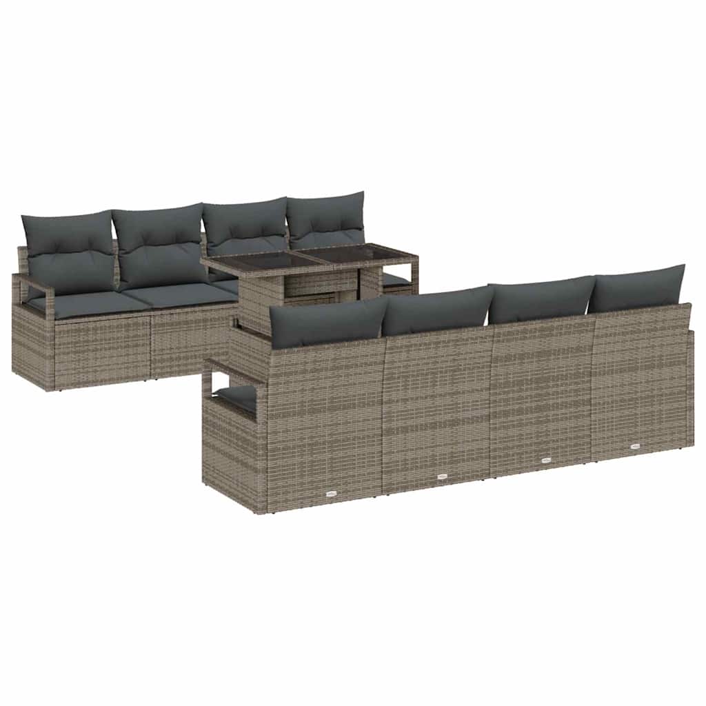 vidaXL Conjunto de sofá de jardín con cojín 7 pcs Gris ratán sintético