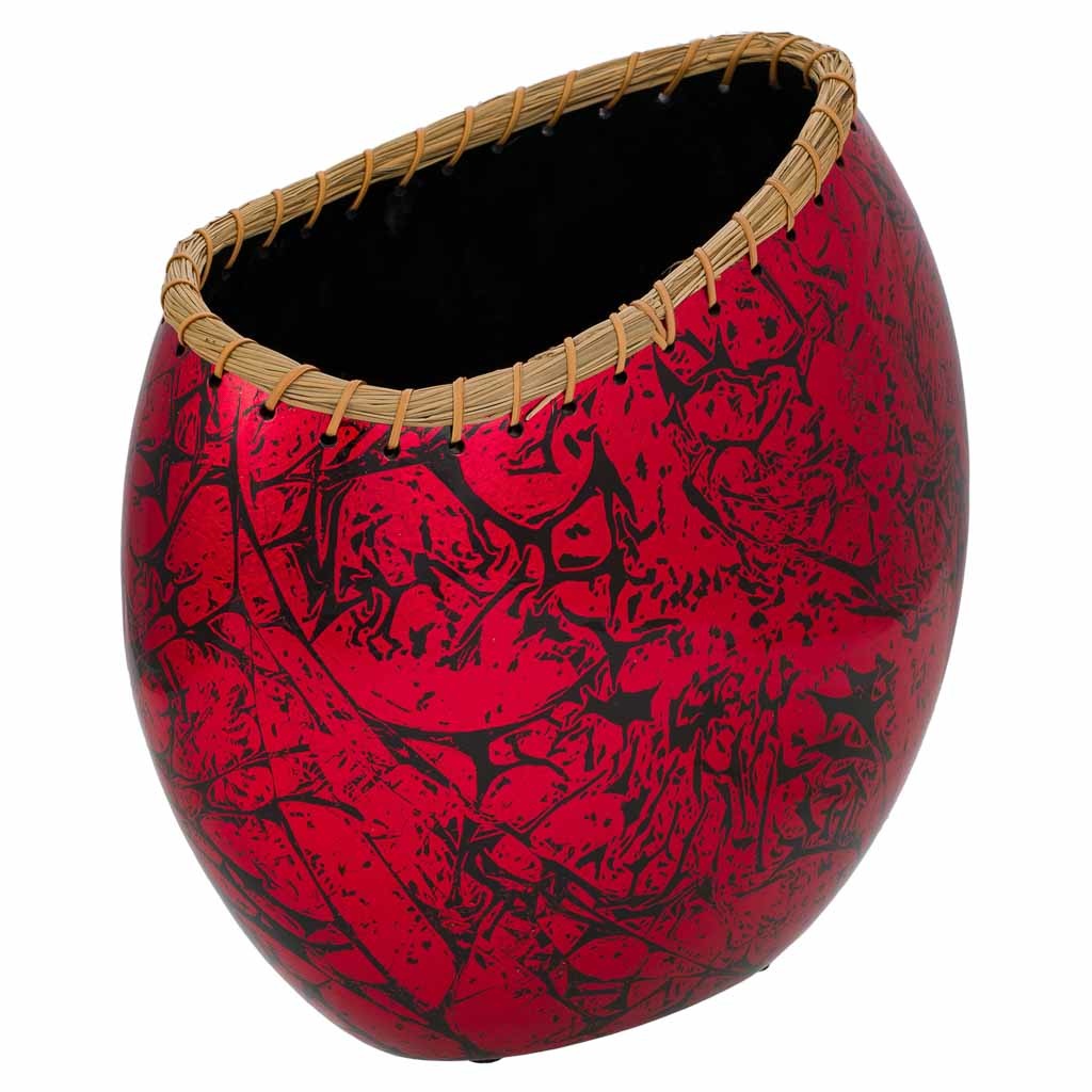 WANDERLUST DECO Jarrón de cerámica rojo 35x18,5x37,5h cm