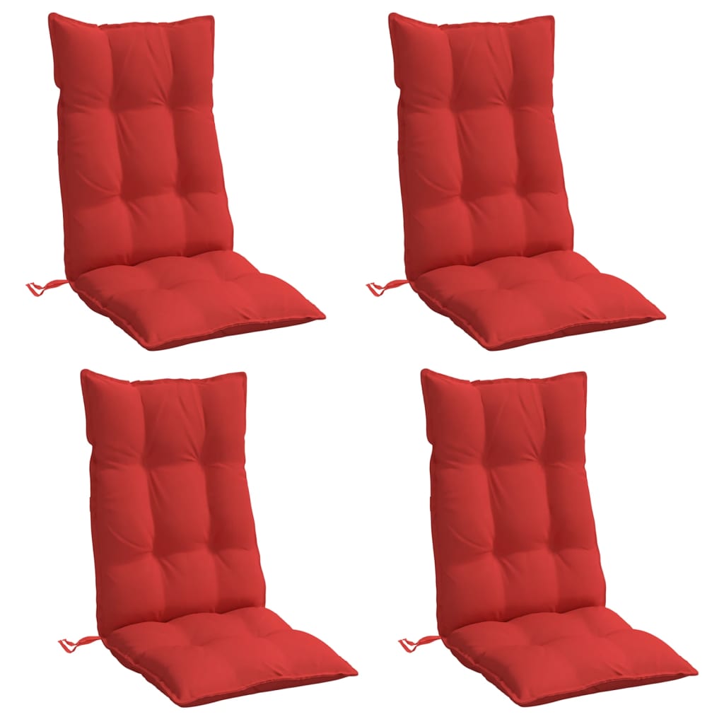 vidaXL Cojines de silla con respaldo alto 4 uds tela Oxford rojo