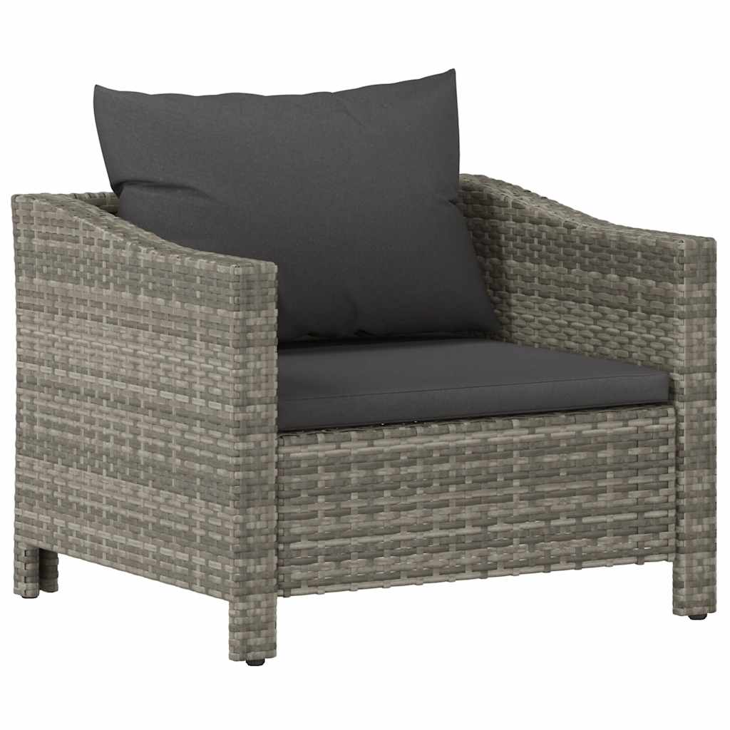 vidaXL Sillón de jardín con cojín de ratán sintético gris