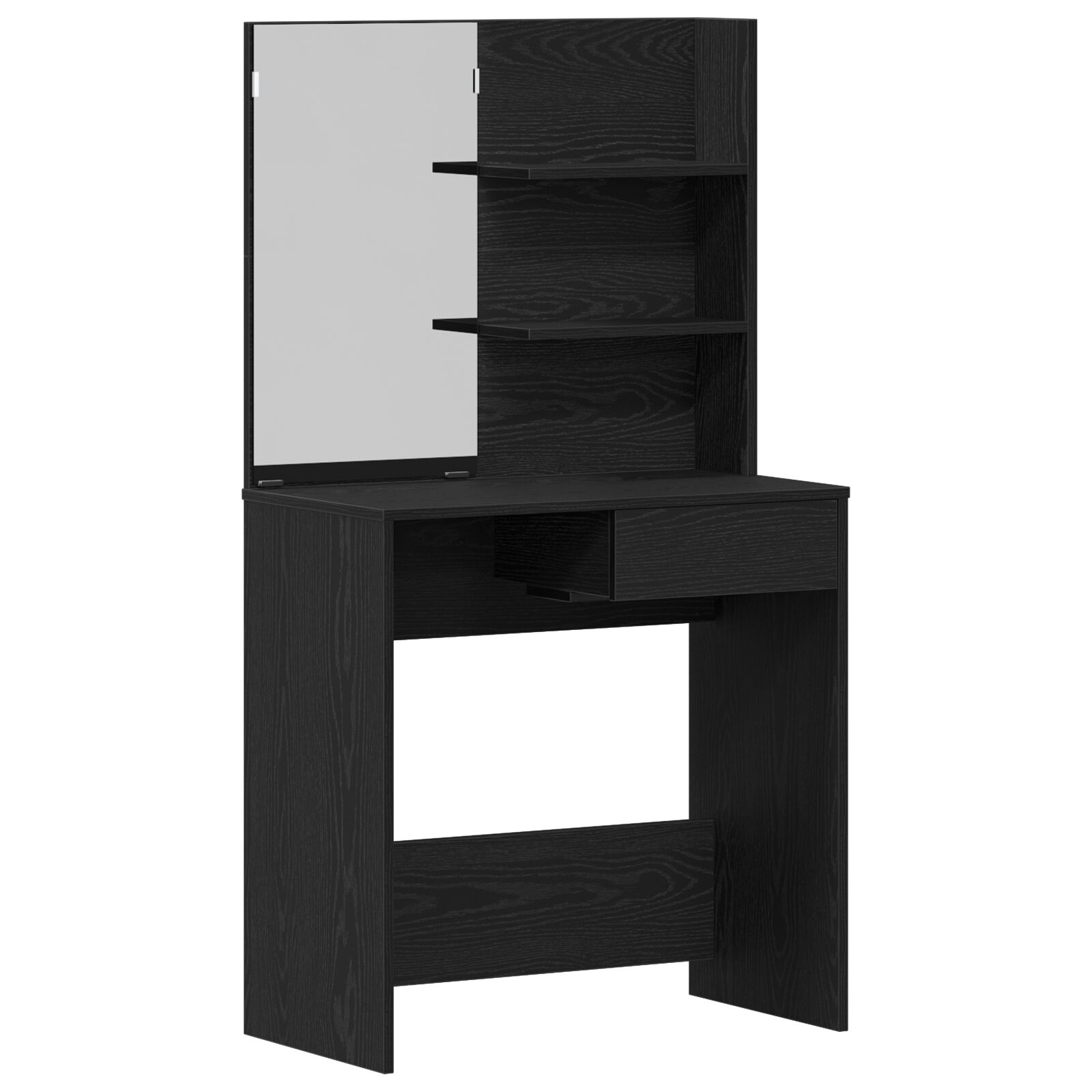 Mesa de tocador de roble negro vidaXL con espejo - 74.5 x 40 x 141 cm