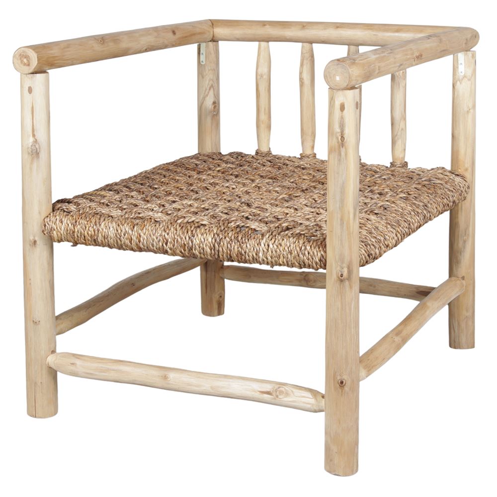 Sillón De Madera Y Fibra Natural Valentino - Misterwils Furniture For Free Souls 70x75x75