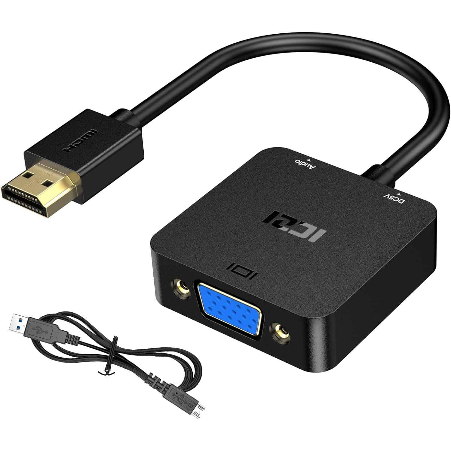 Cable de 2m Adaptador VGA a HDMI - Alimentado por USB - 1080p