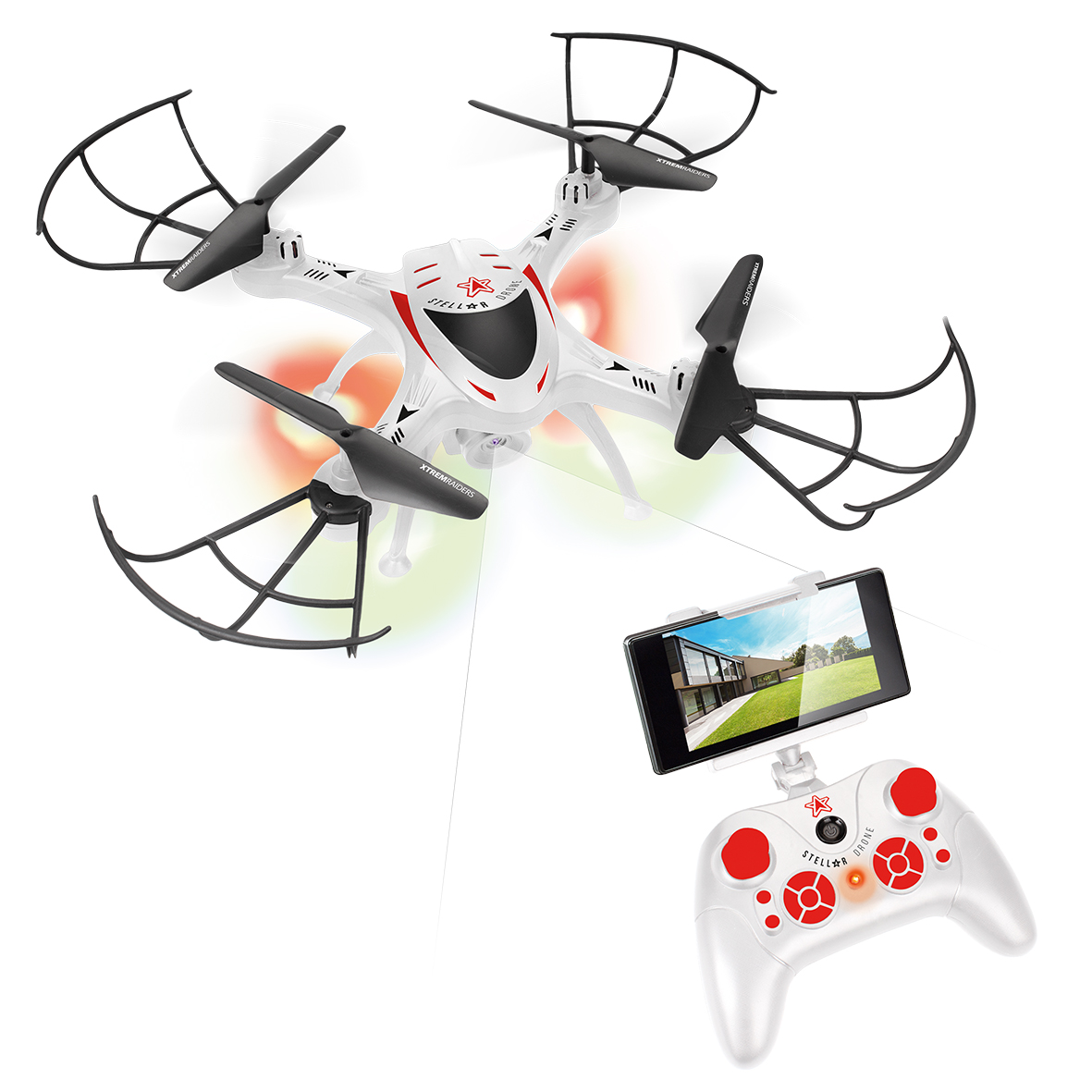 XTREM RAIDERS - Drone de juguete de plástico, con cámara, color blanco, autolooping 360º, drone para niños, fácil de manejar
