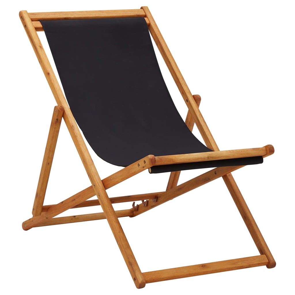 vidaXL Silla de playa plegable de tela y estructura de madera