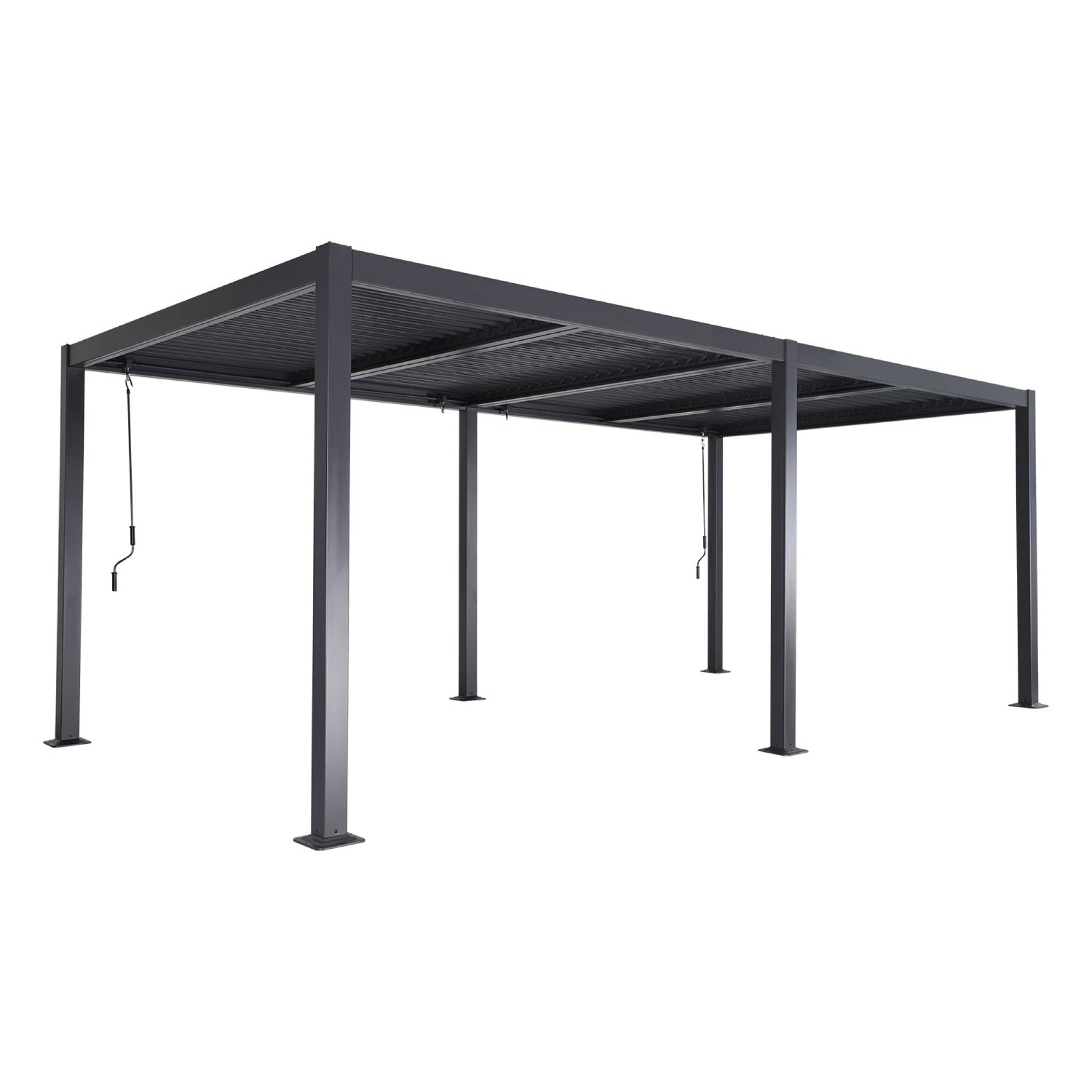sweeek - Pérgola bioclimática 3x6m de aluminio y acero con lamas orientables Antracita - 574x292x231 cm