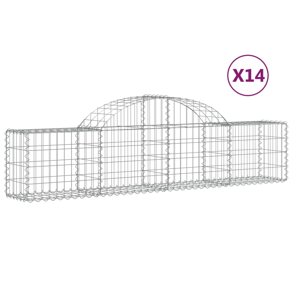 vidaXL Cestas gaviones 14 uds forma de arco hierro Dimensiones 200 x 30 x 40/60 cm,  200 x 30 x 60/80 cm,  200 x 30 x 80/100 cm y mas