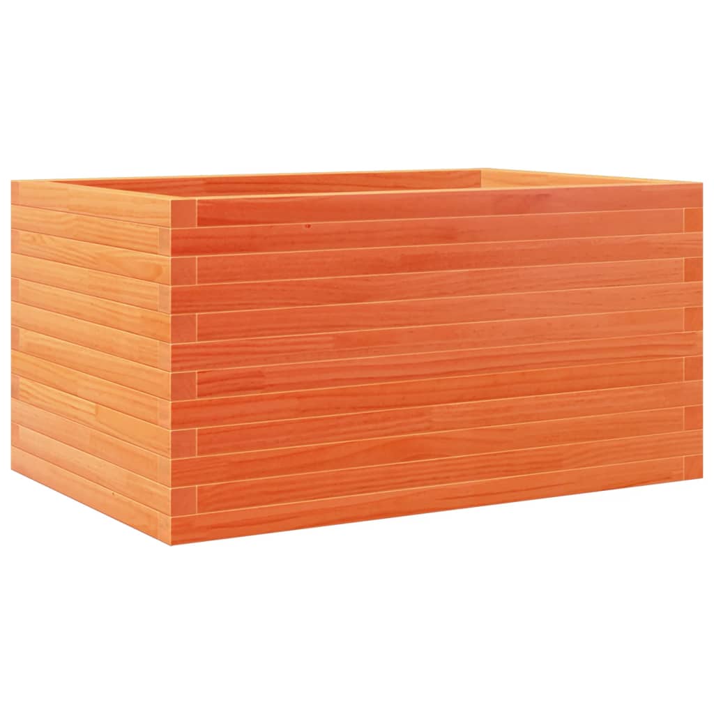 vidaXL Jardinera de madera maciza de pino 90x60x45,5 cm Color Pino natural,  Blanco,  Marrón cera y mas
