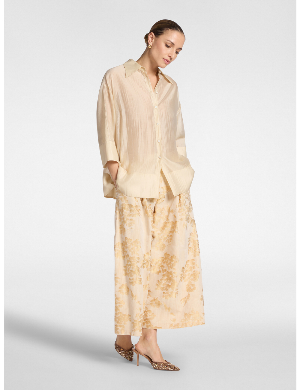 Elena Mirò - Pantalones cropped jacquard