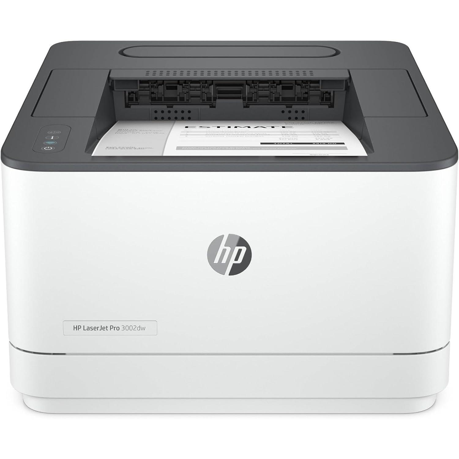 HP LaserJet Pro 3002dw 3G652F, Impresora Láser A4 Monocromo a doble cara automática ( 33ppm, Wi-Fi, Ethernet, USB 2.0, Procesador 800MHz, Memoria 256MB, HP Smart App) Blanca y Gris