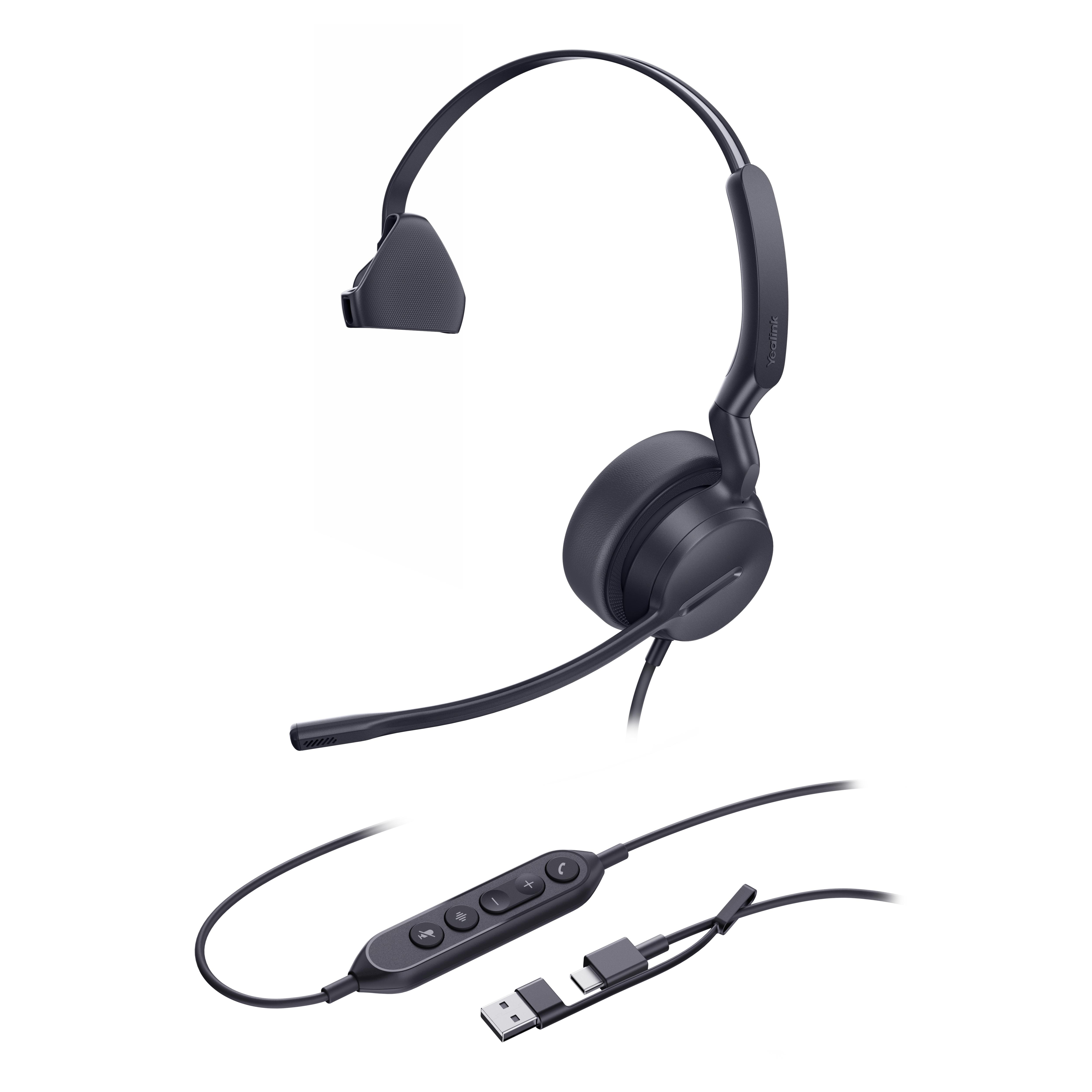 Yealink UH42 Mono UC USB-C/A Auriculares Alámbrico Diadema Llamadas/Música USB Type-C / USB Type-A Negro