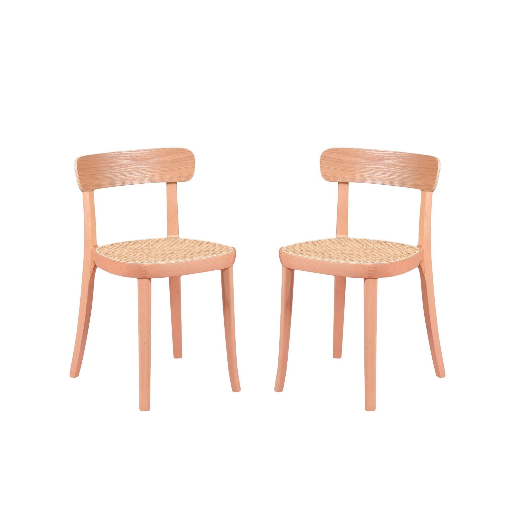 Nest Dream - Pack de 2 sillas de madera con asiento de ratán natural - Tours