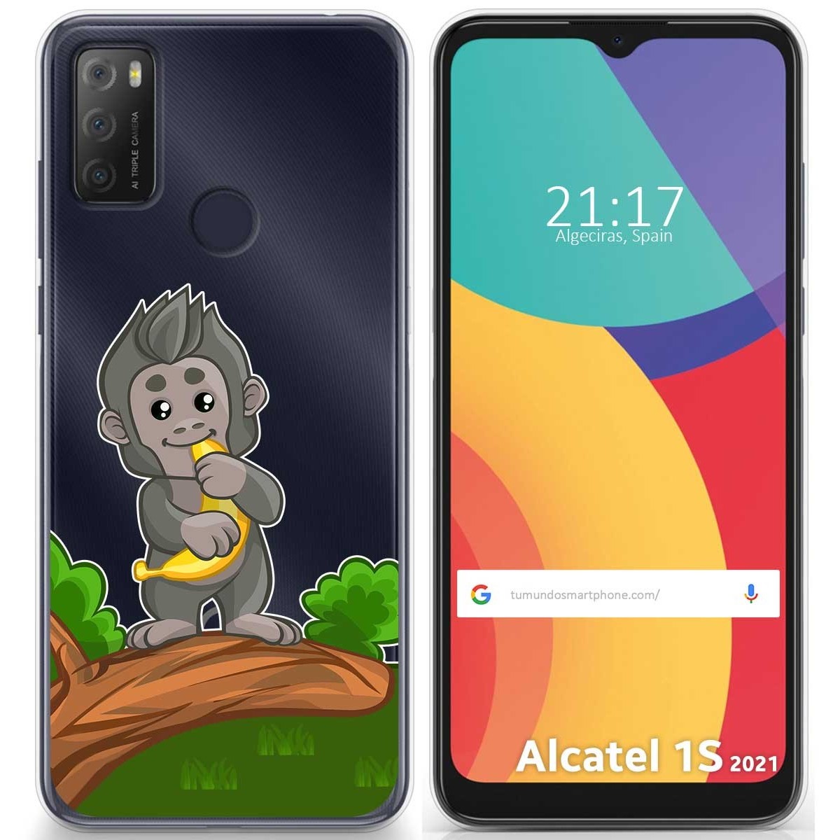 Tumundosmartphone Funda Gel Transparente para Alcatel 1S 2021 / 3L 2021 diseño Mono Dibujos