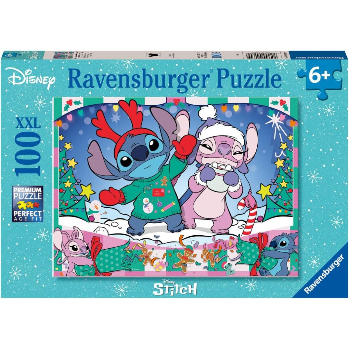 RAVENSBURGER PUZLE DISNEY STITCH NAVIDAD 100 PIEZAS XXL, 04030, TIENDA CON LICENCIA OFICIAL