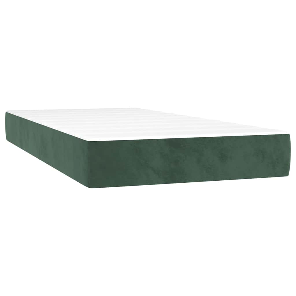 vidaXL Colchón muelles ensacados terciopelo verde oscuro 80x220x20 cm