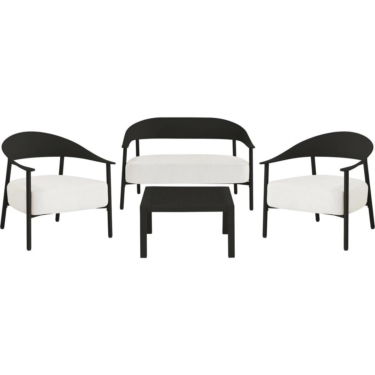 Habitat y Jardin - Conjunto de muebles de jardín "Céora" de metal y plástico - 4 plazas - Negro