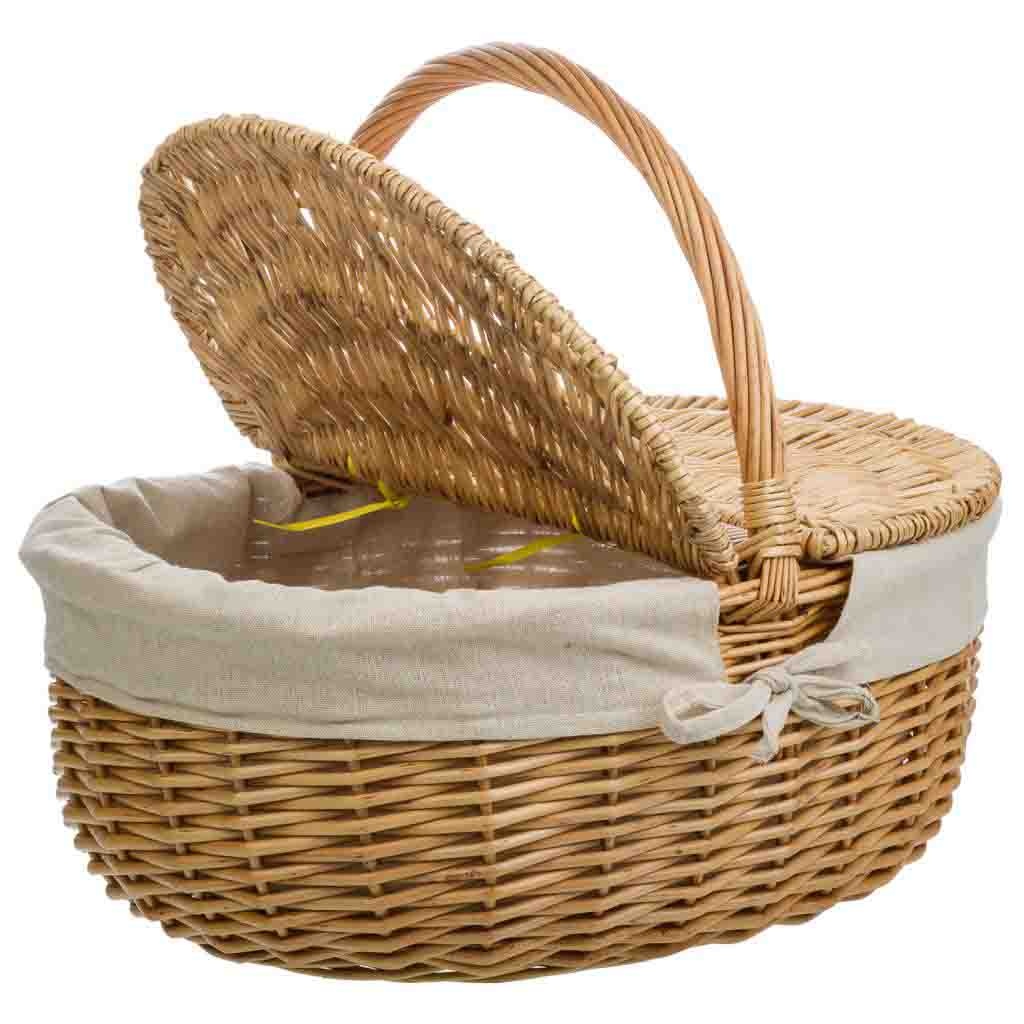 Wonderlust Deco - Cesta de mimbre marrón forrada 48x37x17/40 Marrón 48x37x17/40h cm