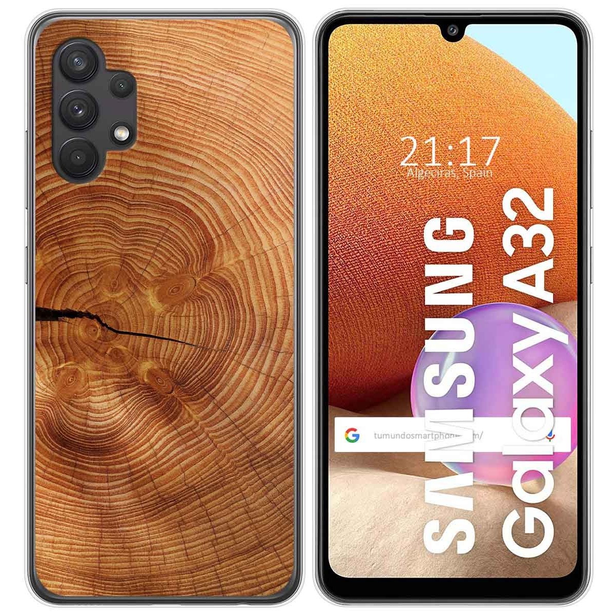 Tumundosmartphone Funda Gel Tpu para Samsung Galaxy A32 4G diseño Madera 04 Dibujos
