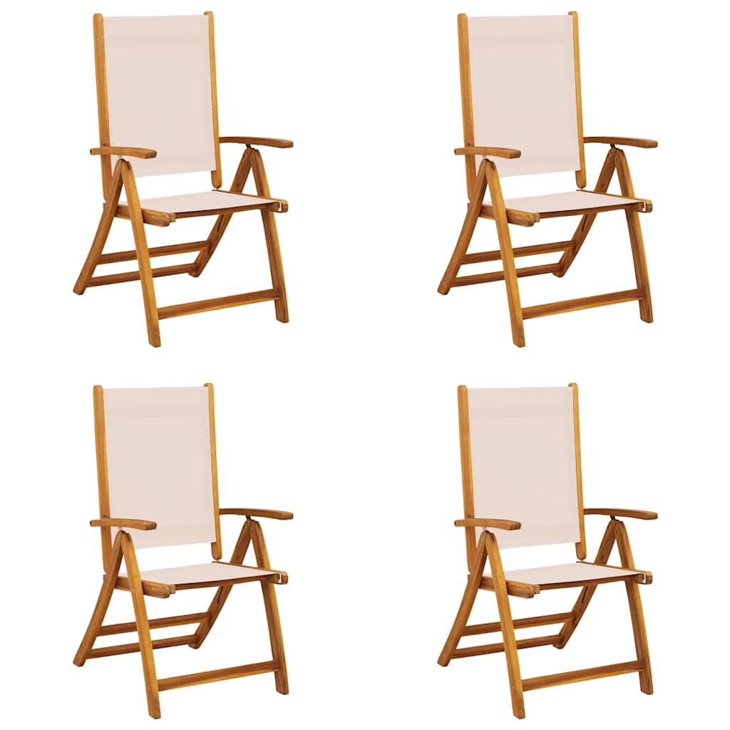 vidaXL Sillas de jardín plegables 4 uds madera maciza acacia textileno