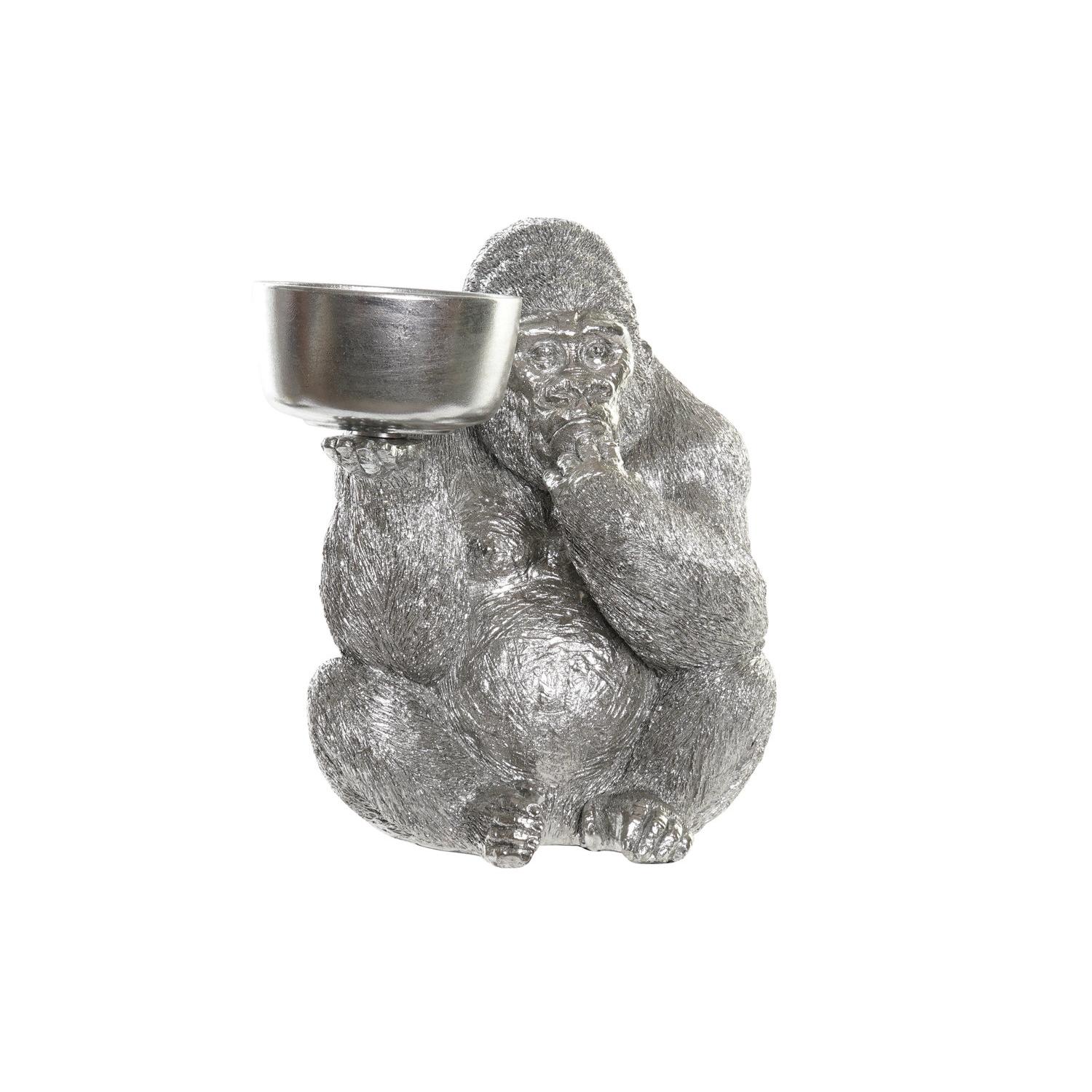FIGURA RESINA 32X26,5X36 GORILA PLATEADO FD194723