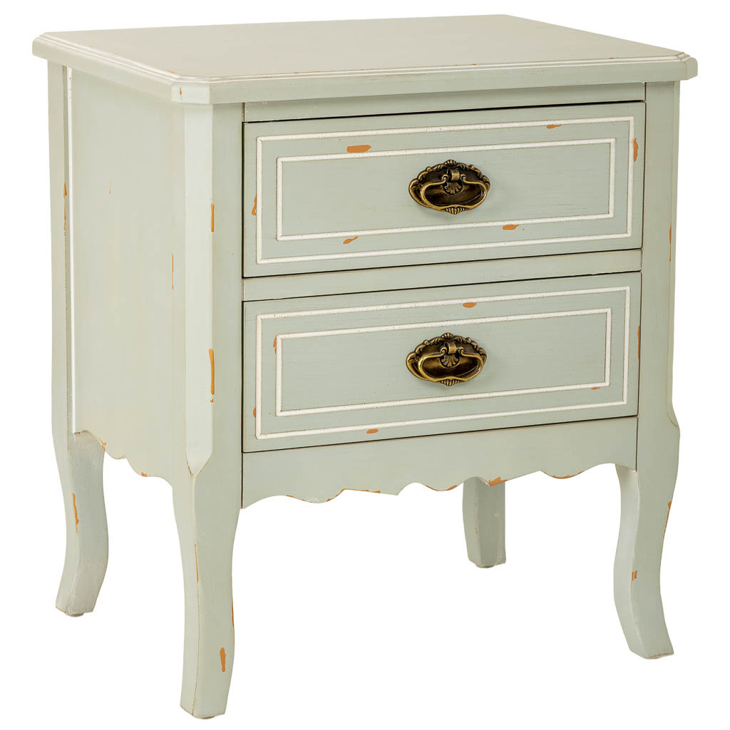 Wonderlust Deco - Mesita de madera con dos cajones 50x38x55h cm Blanco 50x38x55h cm