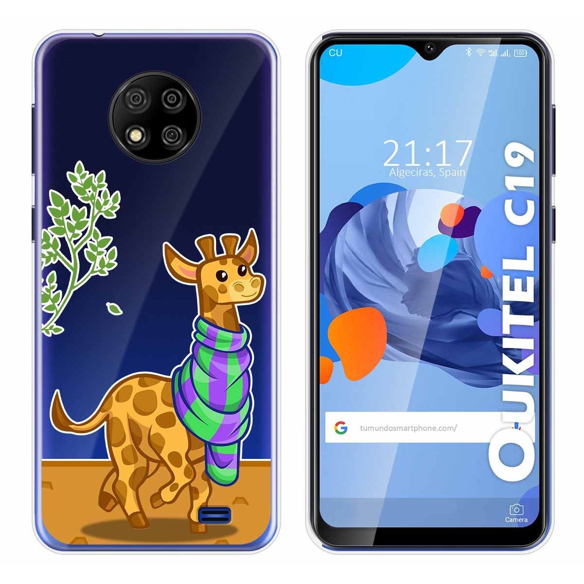 Tumundosmartphone Funda Gel Transparente para Oukitel C19 diseño Jirafa Dibujos