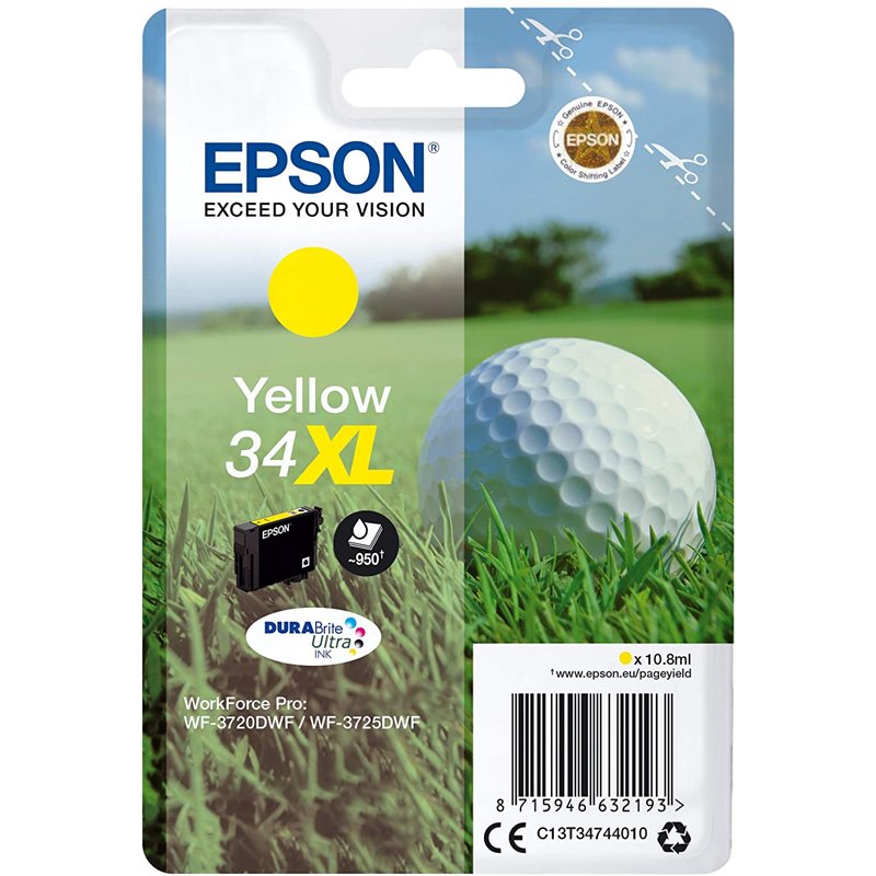 Cartucho Epson 34XL Amarillo WorkForce PRO WF-3720/25