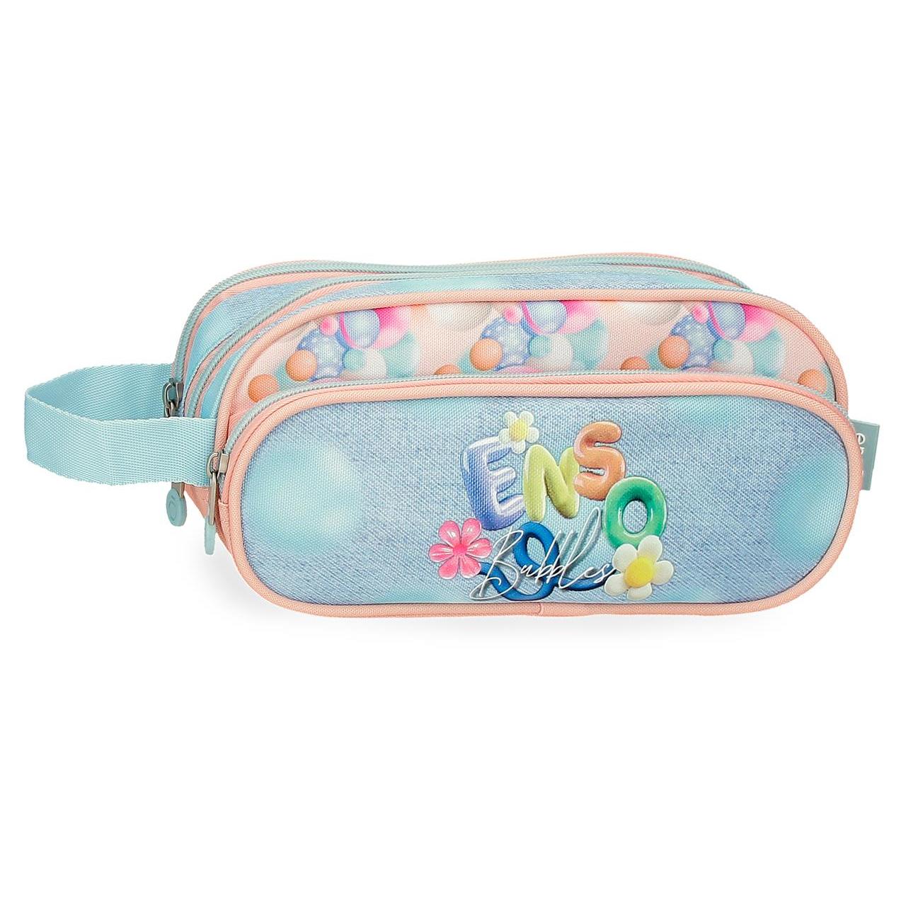 Estuche Enso Bubble azul claro triple compartimento