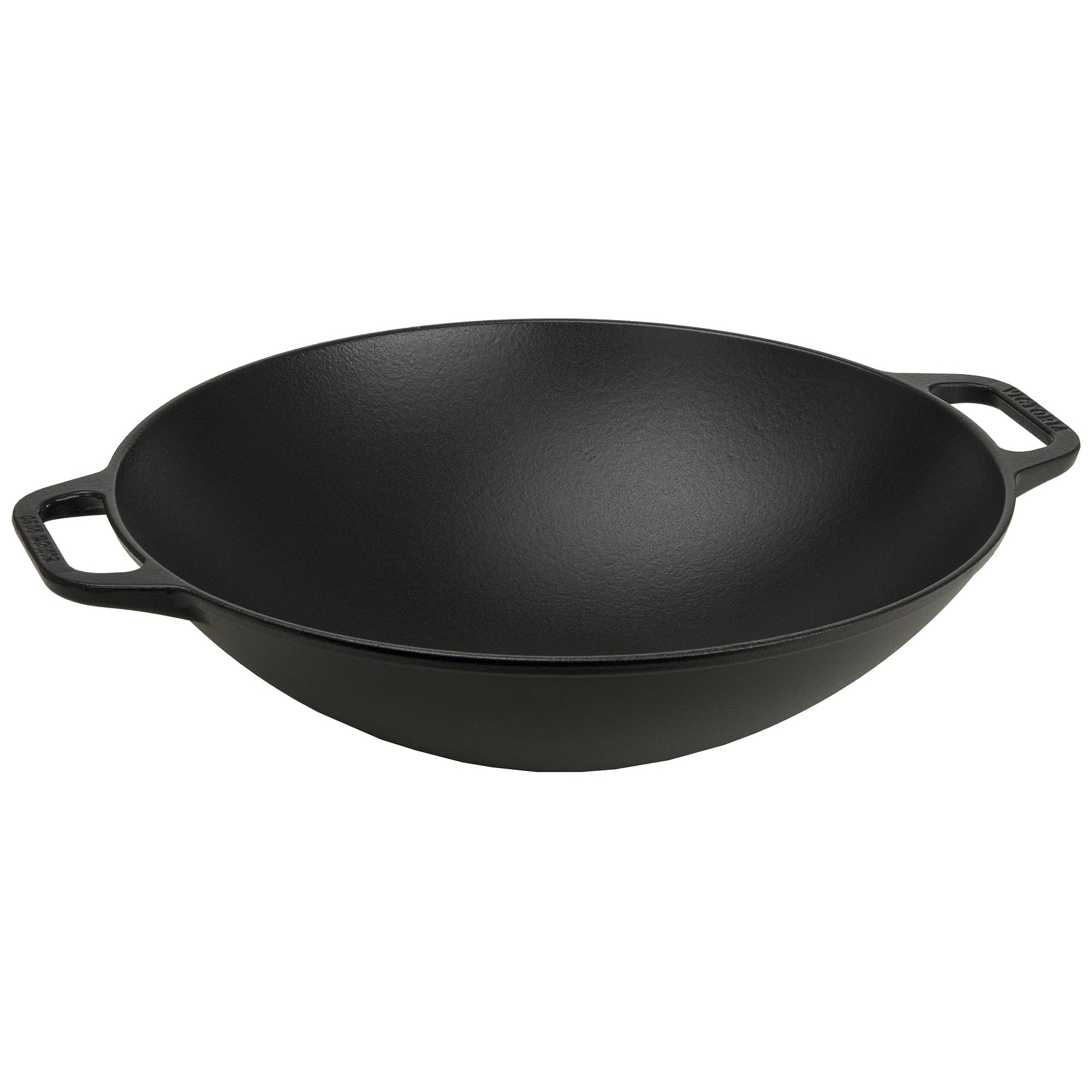 Victoria Wok Hierro Fundido Inducción, Apto para Fuego, Barbacoa, Horno, Vitrocerámica, Gas, Cast Iron Skillet, Libre de Tóxicos sin PTFE ni PFOA