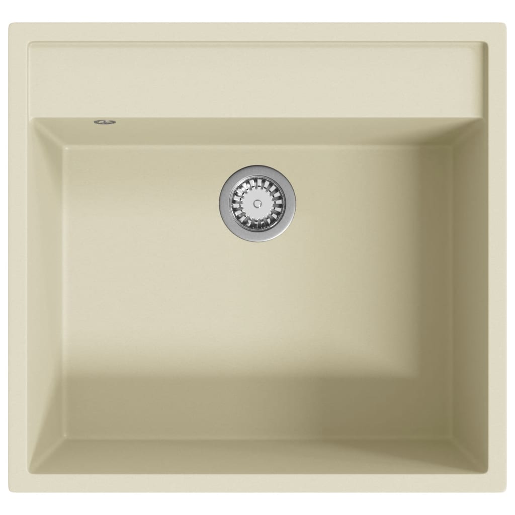 vidaXL Fregadero de cocina con rebosadero granito beige
