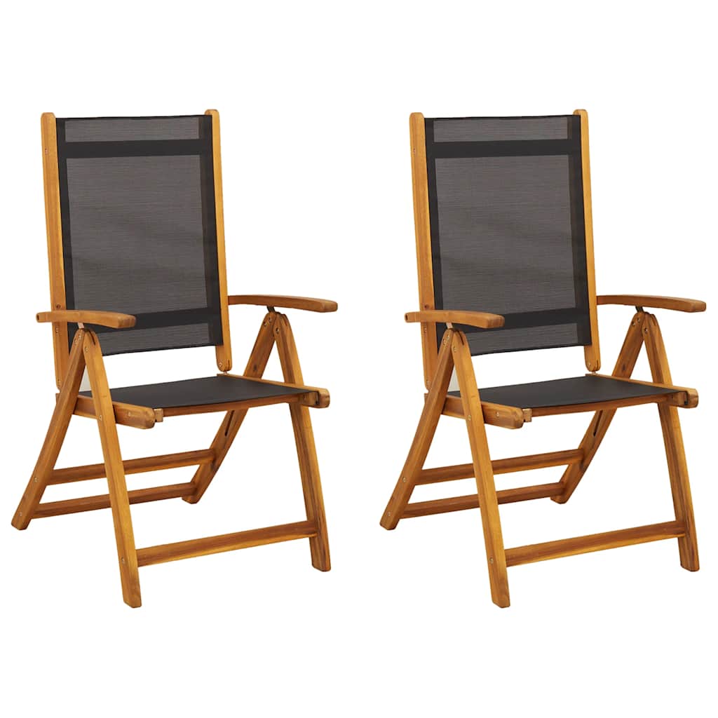 vidaXL Sillas de jardín plegables 2 uds madera de acacia y textilene