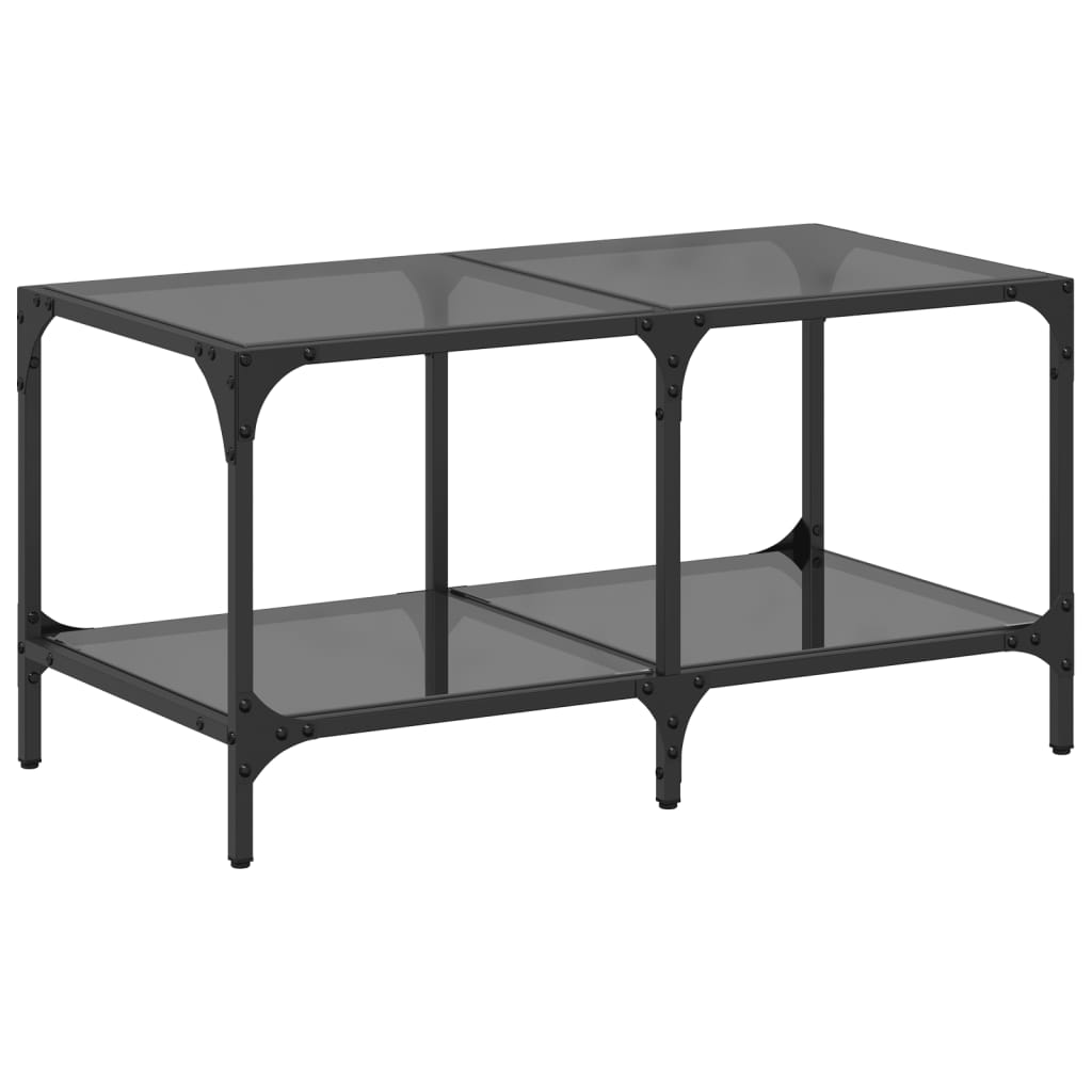 Vidaxl Mesa de Centro de Vidrio y Acero 78,5x40x40 Cm - Transparente y Negro