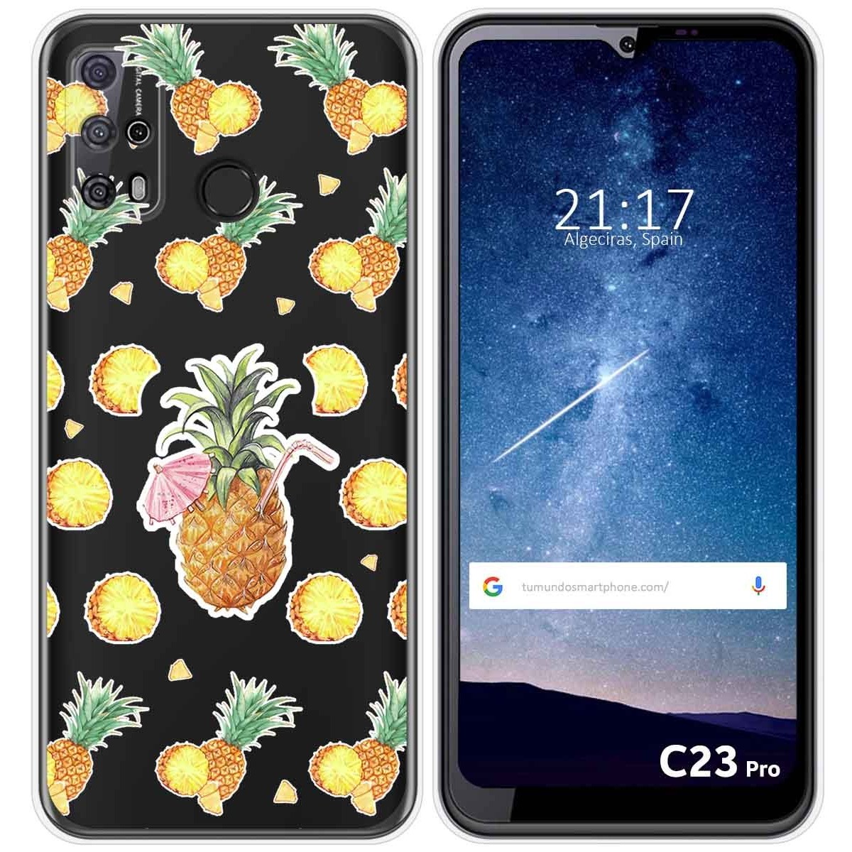 Funda Silicona Transparente para Oukitel C23 Pro diseño Piña Dibujos