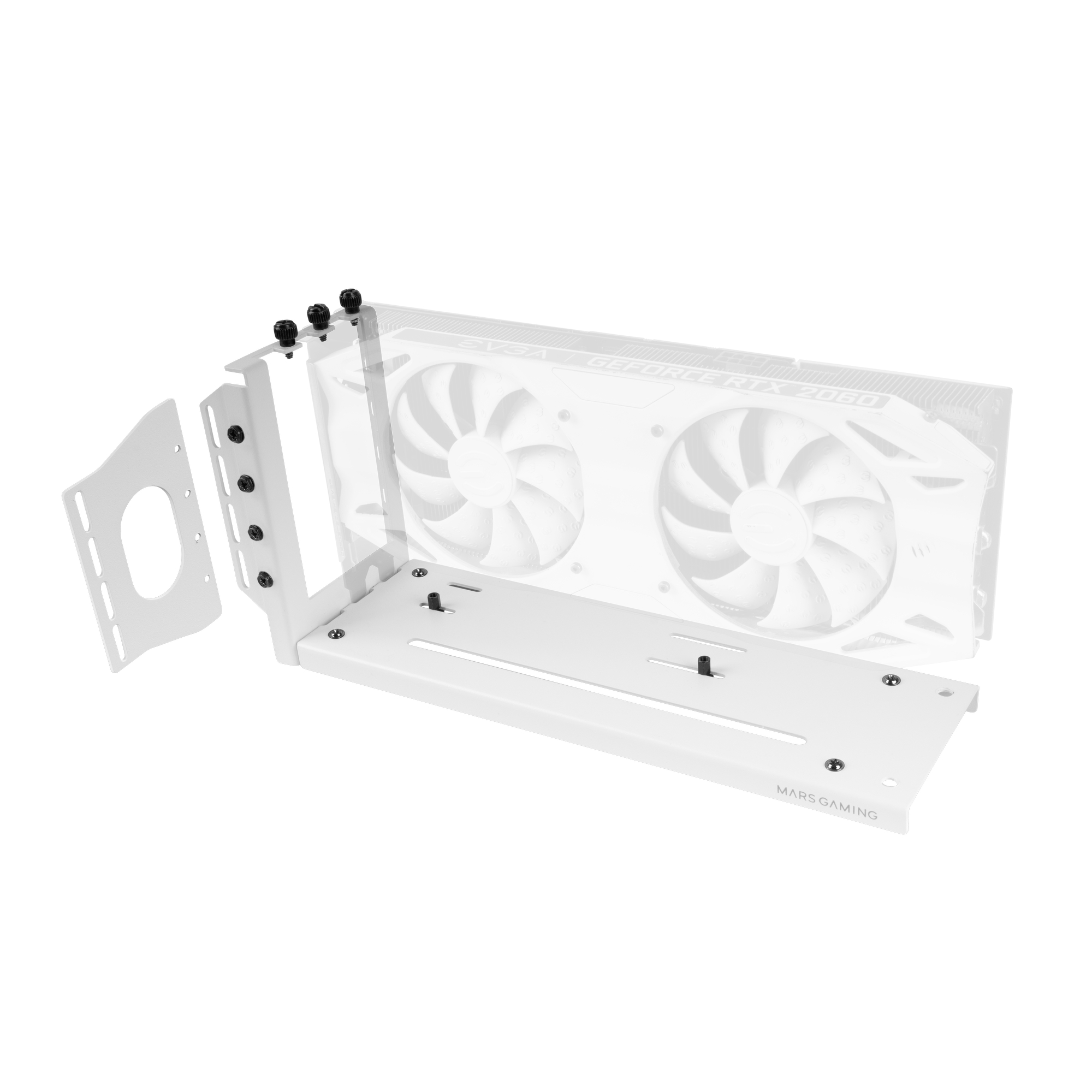 Mars Gaming MCA-GCV, Soporte Vertical Universal para Tarjetas Gráficas, Base Magnética Antideslizante, Compatible con Modelos hasta 3 Slots, Soporte GPU de Instalación Versátil 2X Brackets PCI, Negro o Blanco