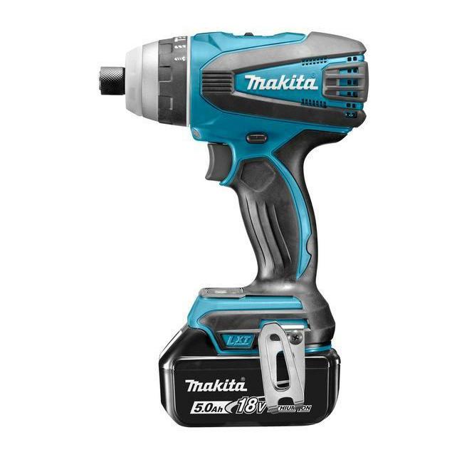 Taladro Atornillador Percutor Makita DTP141RTJ 18V 5Ah, Negro/Azul, 1,8 kg, con 2 baterías de 5Ah, cargador y maletín