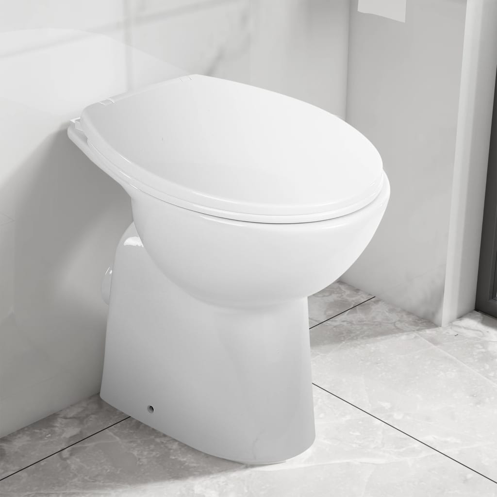 vidaXL Inodoro sin Bordes Cierre Suave Alto 7 cm Cerámica Aseo de Baño Color Negro,  Blanco, y mas