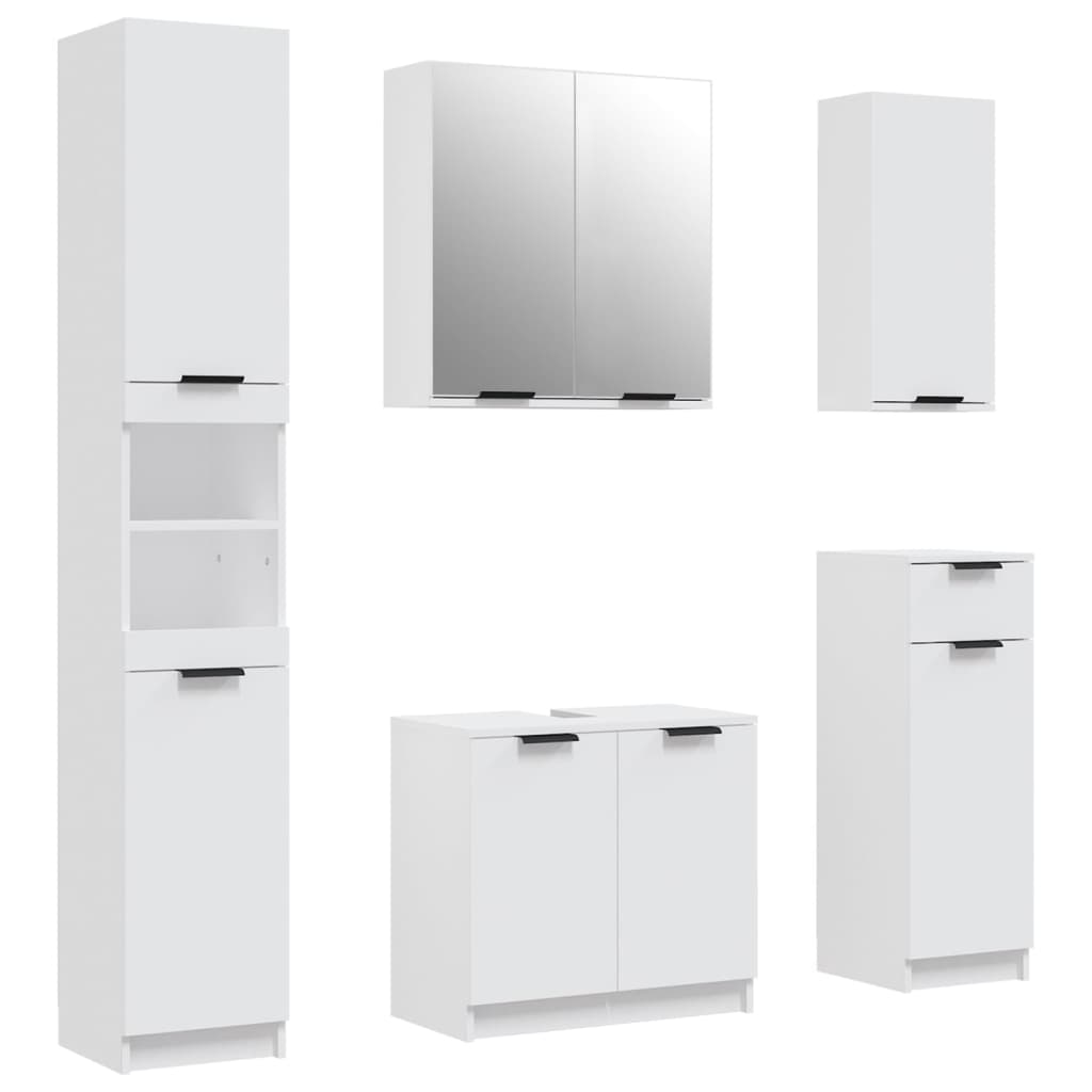 vidaXL Juego de armarios de baño 5 piezas madera contrachapada blanco