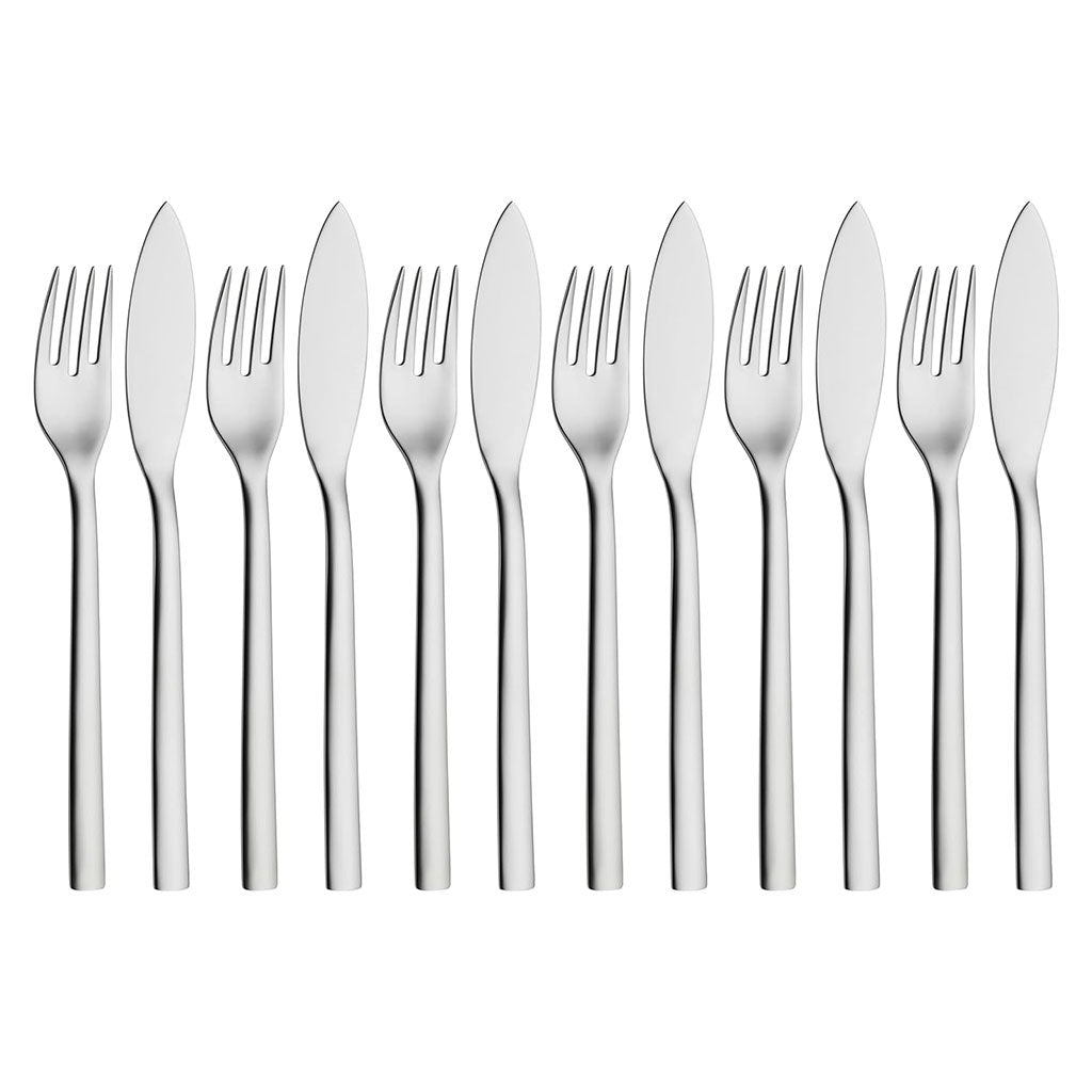 Set de 12 Piezas para Pescado Nuova de WMF - 6 Cuchillos y 6 Tenedores de Acero Inoxidable 18/10 Cromargan®