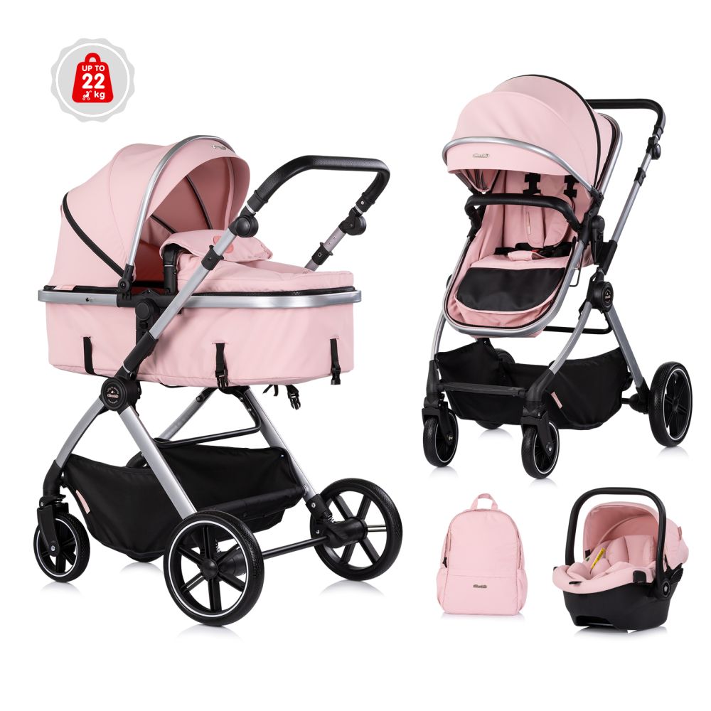 Carrito de Bebé Trío Convertible PEARL Chipolino con Capazo, Silla de Paseo y Silla de Coche Grupo 0+ hasta 22 kg